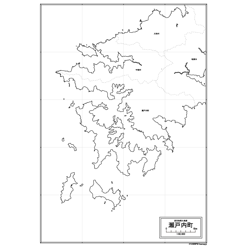 瀬戸内町の白地図のサムネイル
