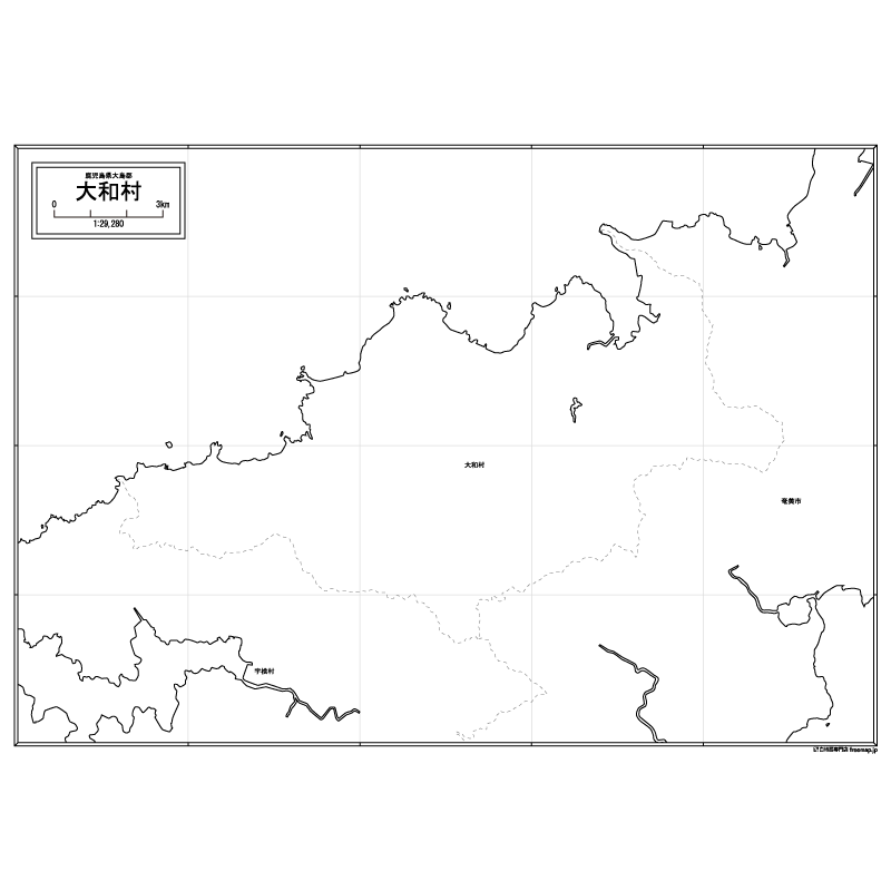 大和村の白地図のサムネイル