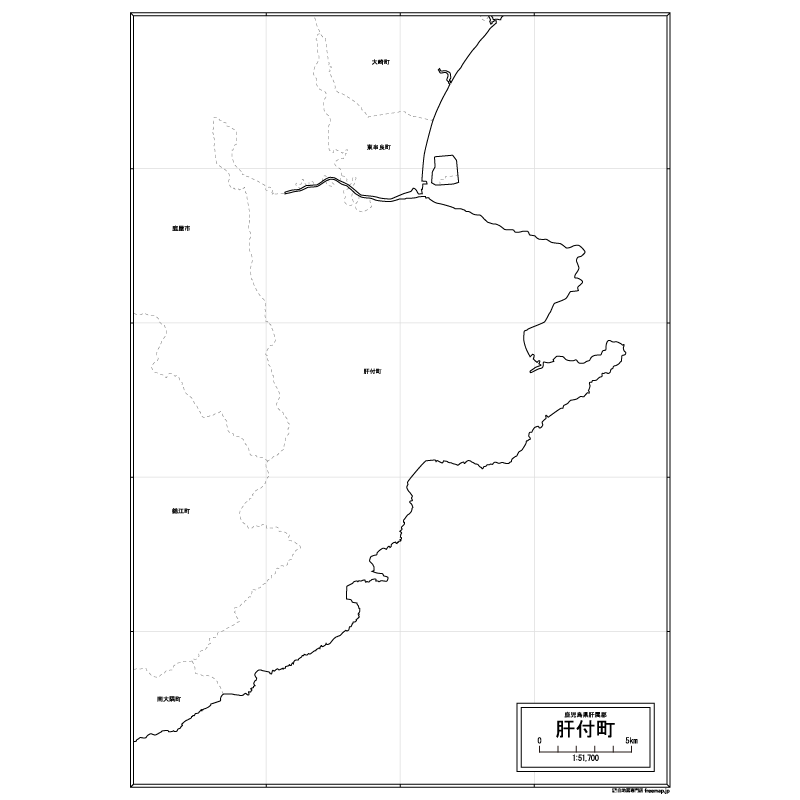肝付町の白地図のサムネイル