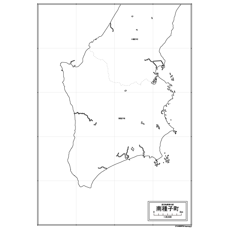 南種子町の白地図のサムネイル