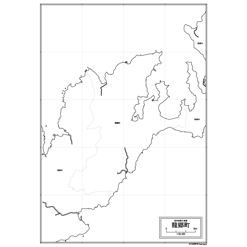 龍郷町の白地図のサムネイル