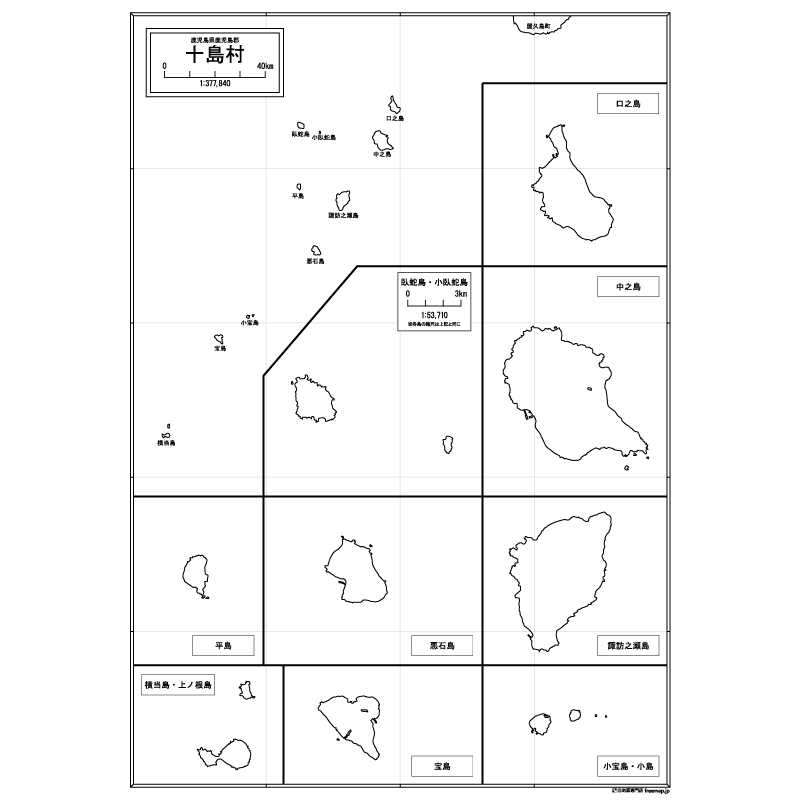 十島村の白地図のサムネイル