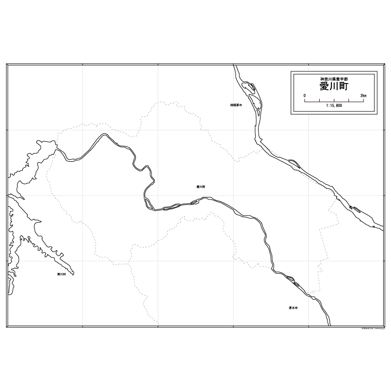 愛川町の白地図のサムネイル