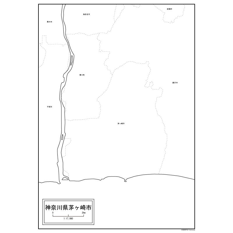 茅ヶ崎市の白地図のサムネイル