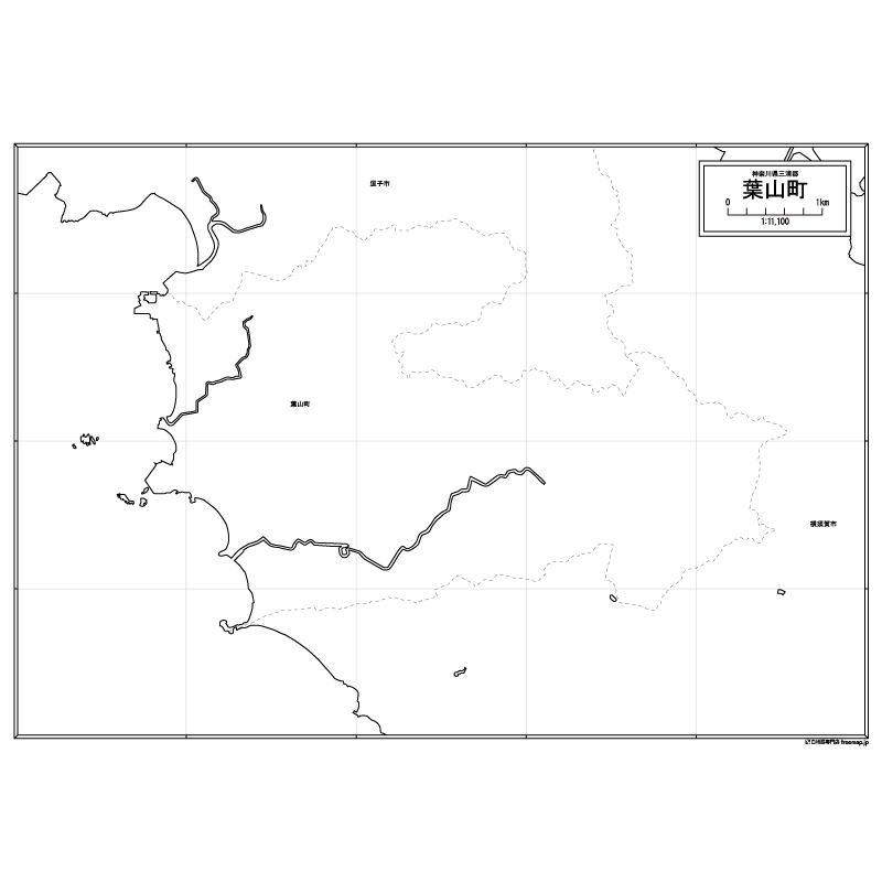 葉山町の白地図のサムネイル