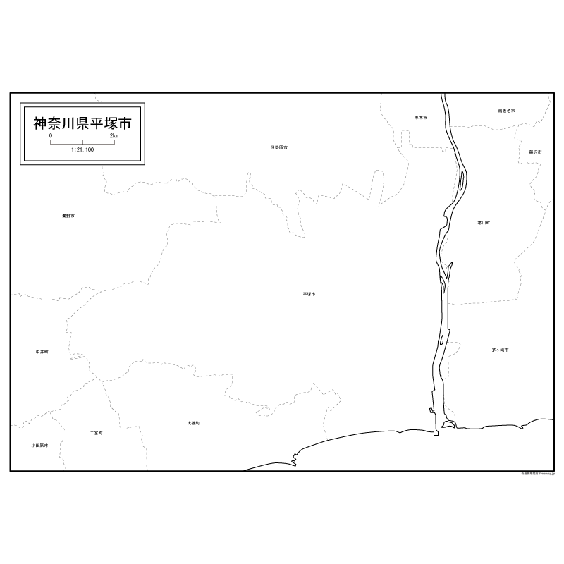 平塚市の白地図のサムネイル