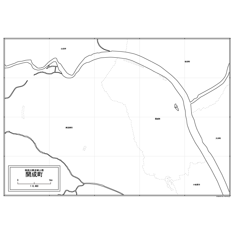 開成町の白地図のサムネイル