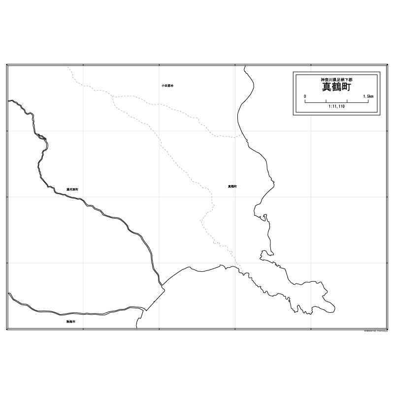 真鶴町の白地図のサムネイル