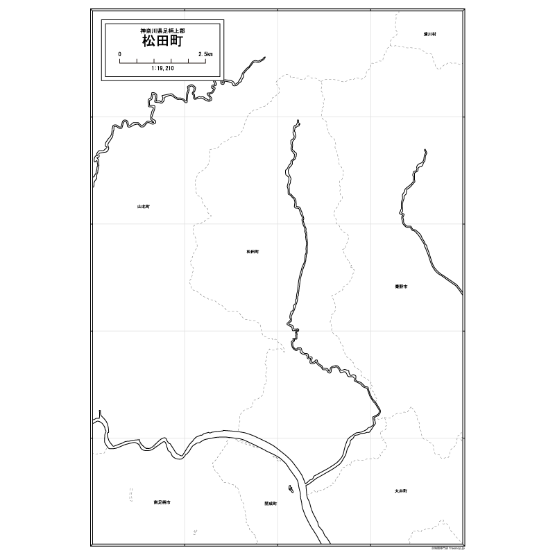 松田町の白地図のサムネイル