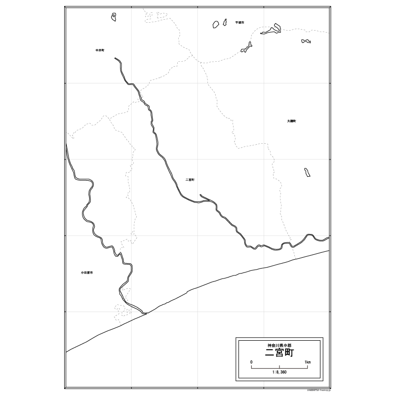 二宮町の白地図のサムネイル