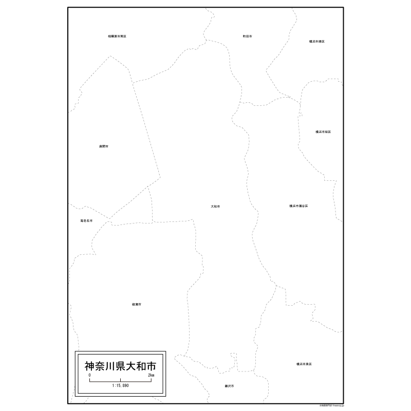 大和市の白地図のサムネイル
