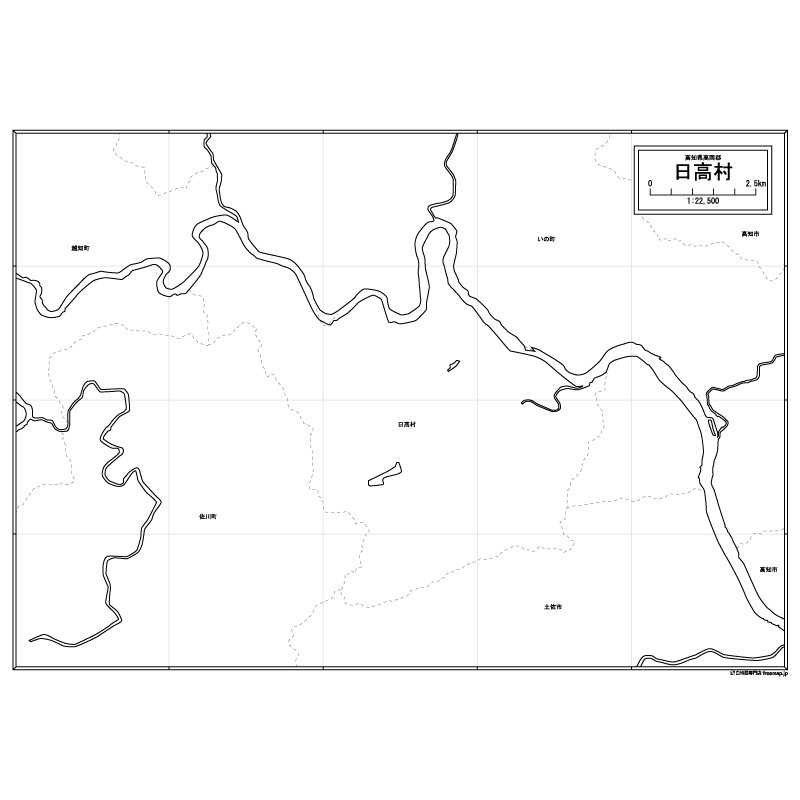 日高村の白地図のサムネイル