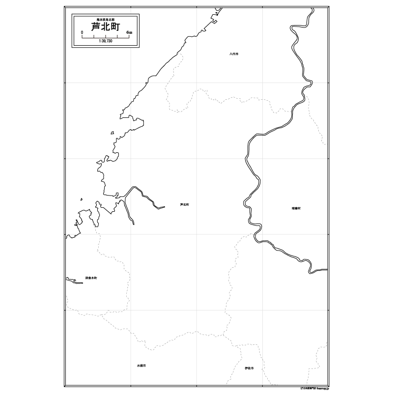 芦北町の白地図のサムネイル