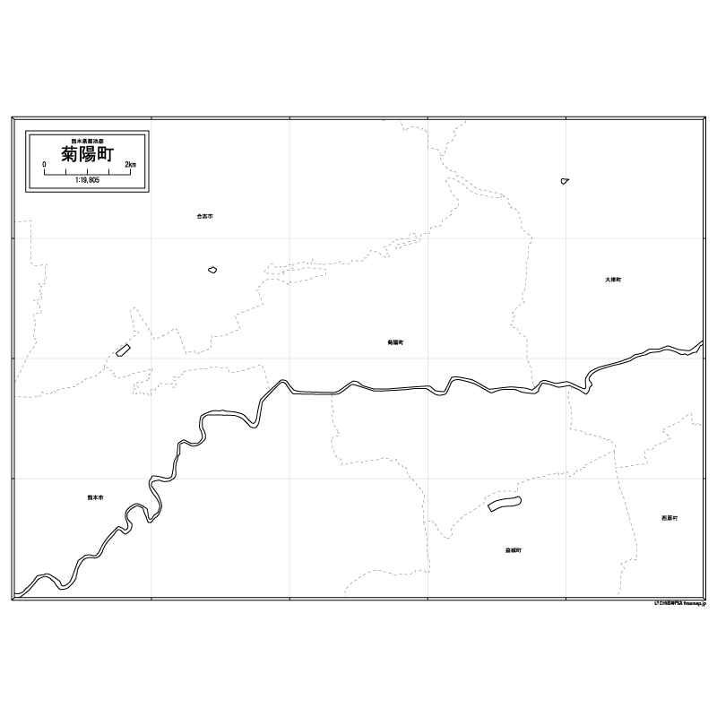 菊陽町の白地図のサムネイル
