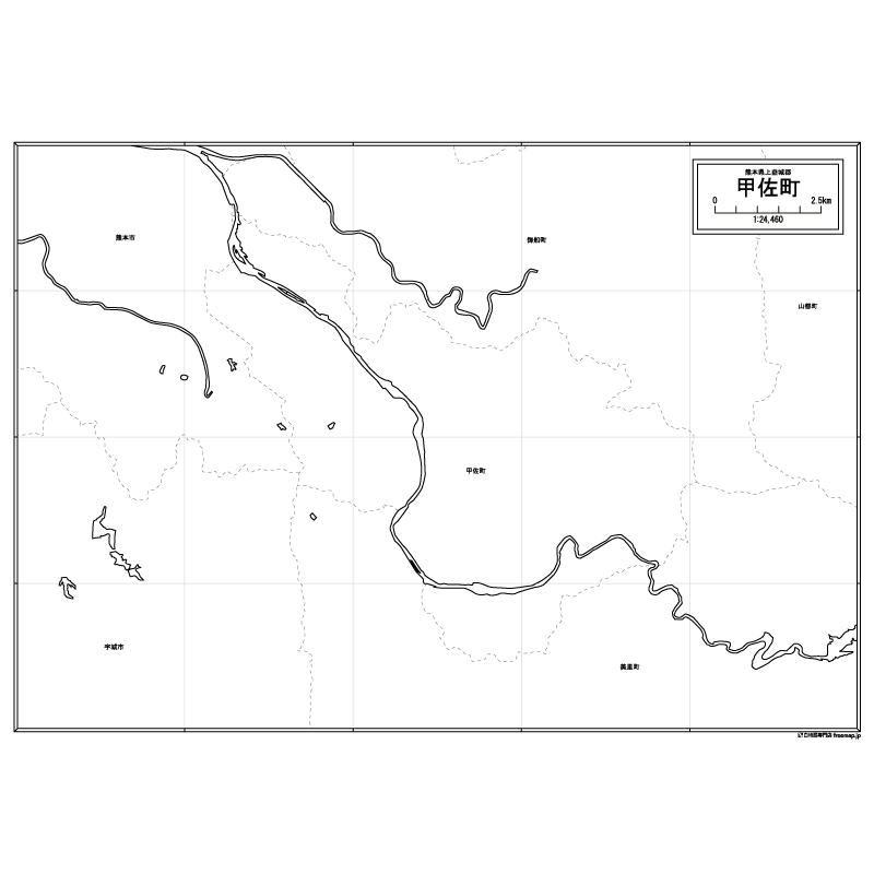 甲佐町の白地図のサムネイル