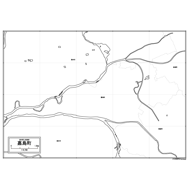 嘉島町の白地図のサムネイル