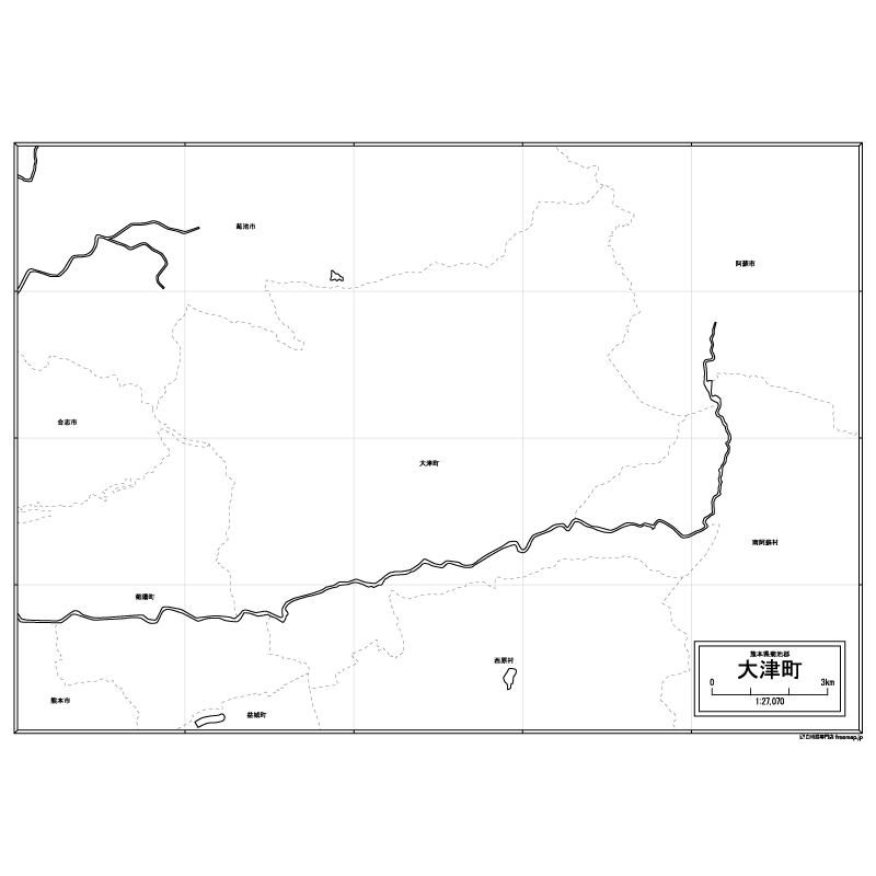 大津町の白地図のサムネイル
