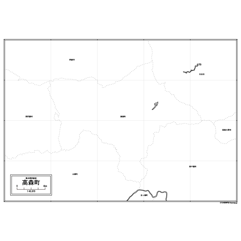 高森町の白地図のサムネイル
