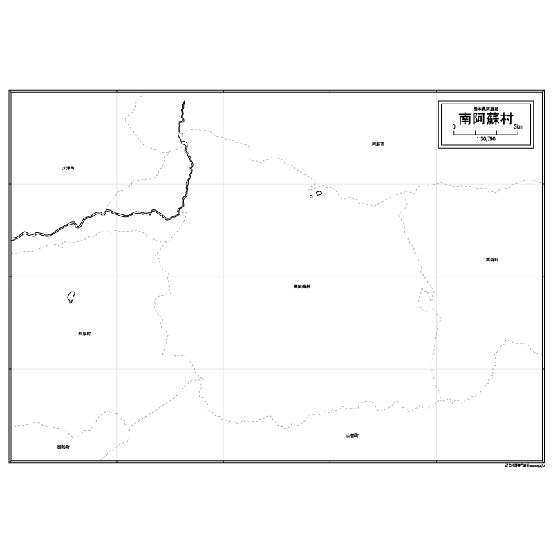 南阿蘇村の白地図のサムネイル