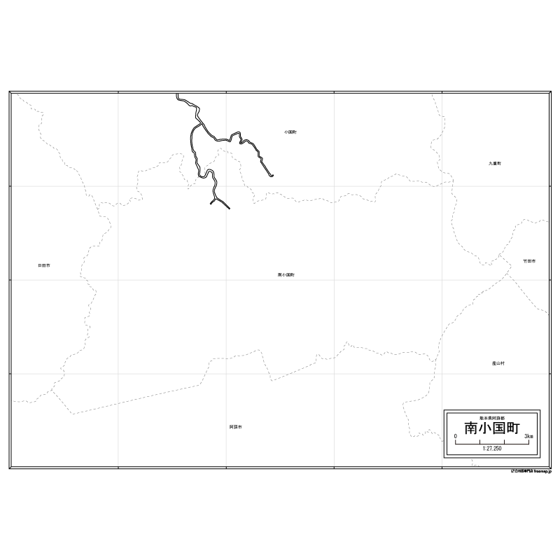 南小国町の白地図のサムネイル