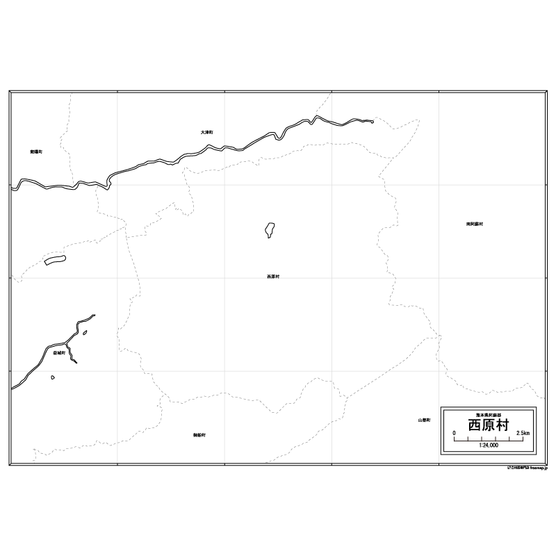西原村の白地図のサムネイル