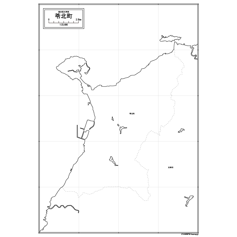 苓北町の白地図のサムネイル