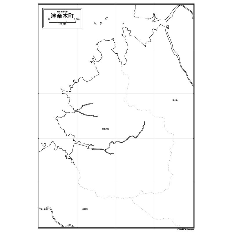 津奈木町の白地図のサムネイル