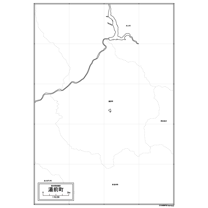 湯前町の白地図のサムネイル