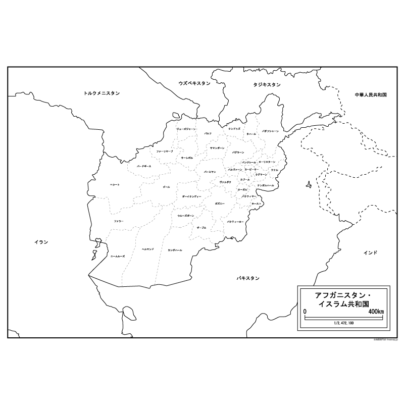 アフガニスタンの白地図のサムネイル