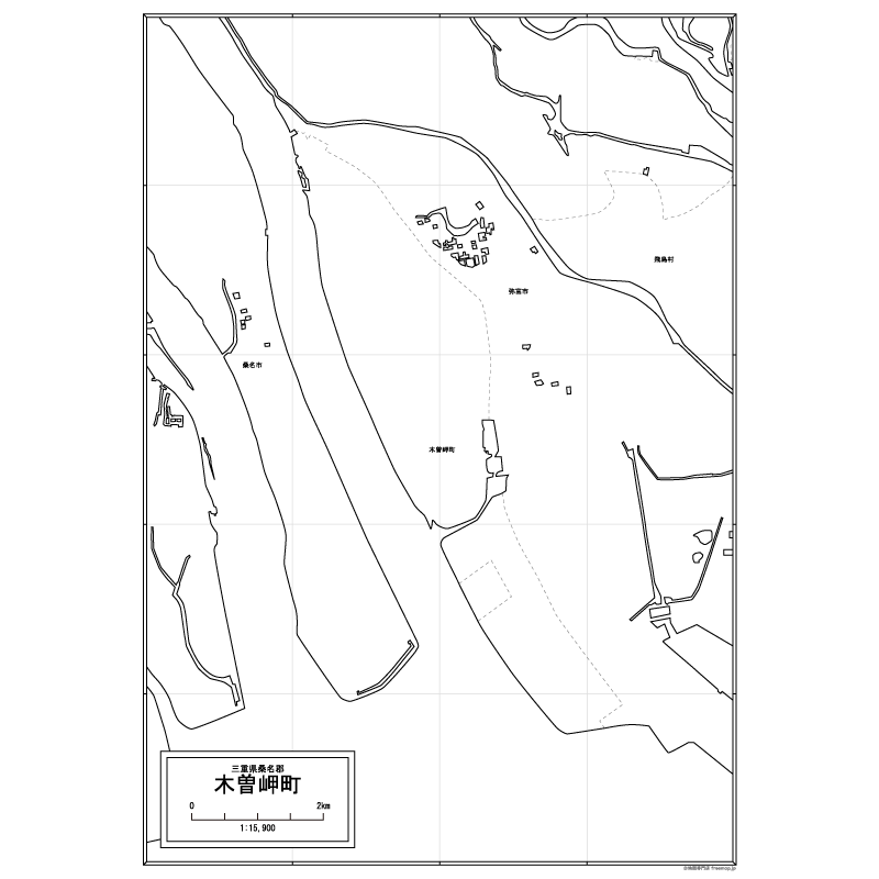 木曽岬町の白地図のサムネイル