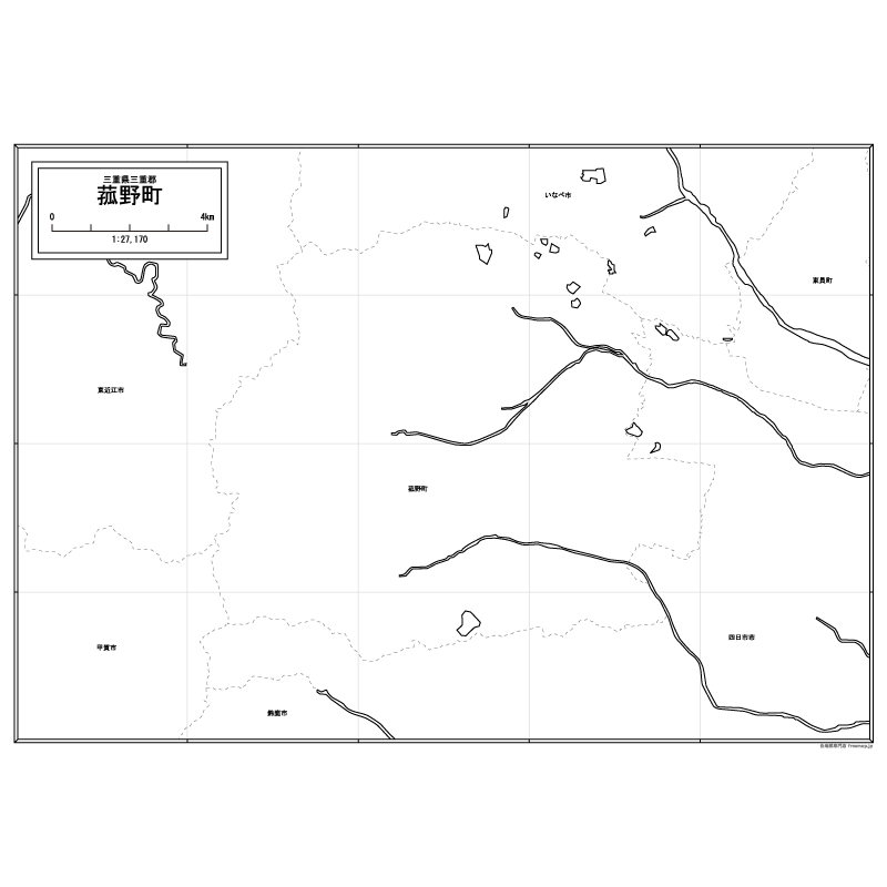 菰野町の白地図のサムネイル