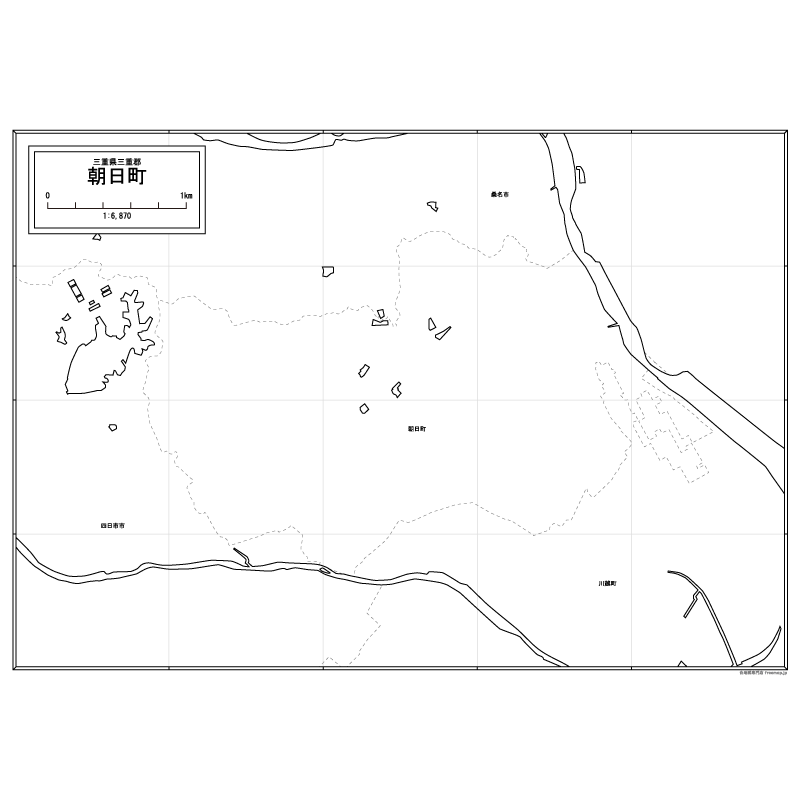 朝日町の白地図のサムネイル