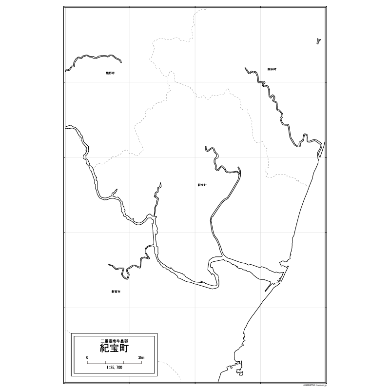 紀宝町の白地図のサムネイル