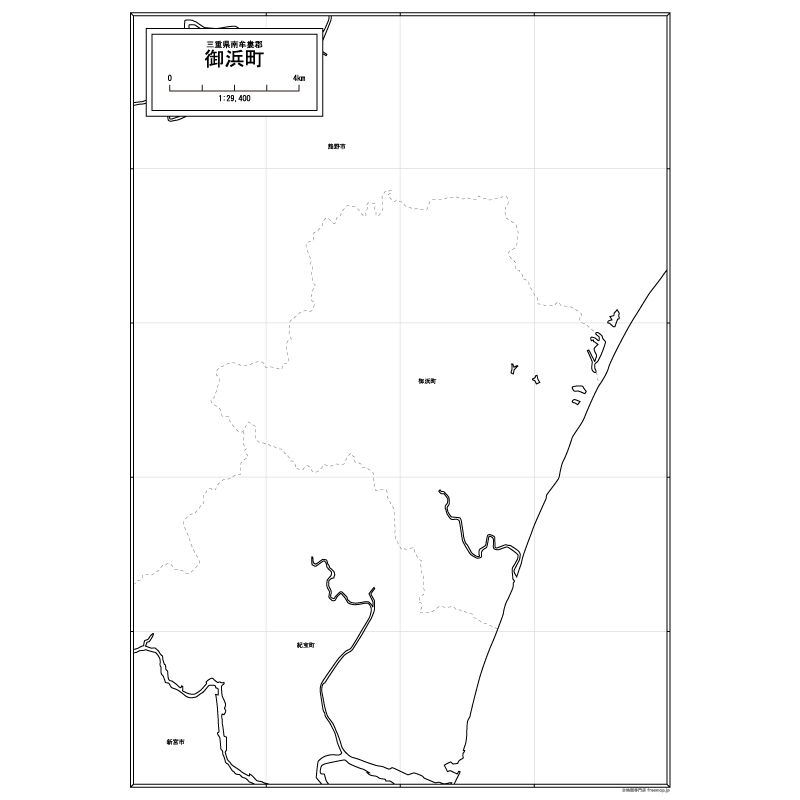御浜町の白地図のサムネイル