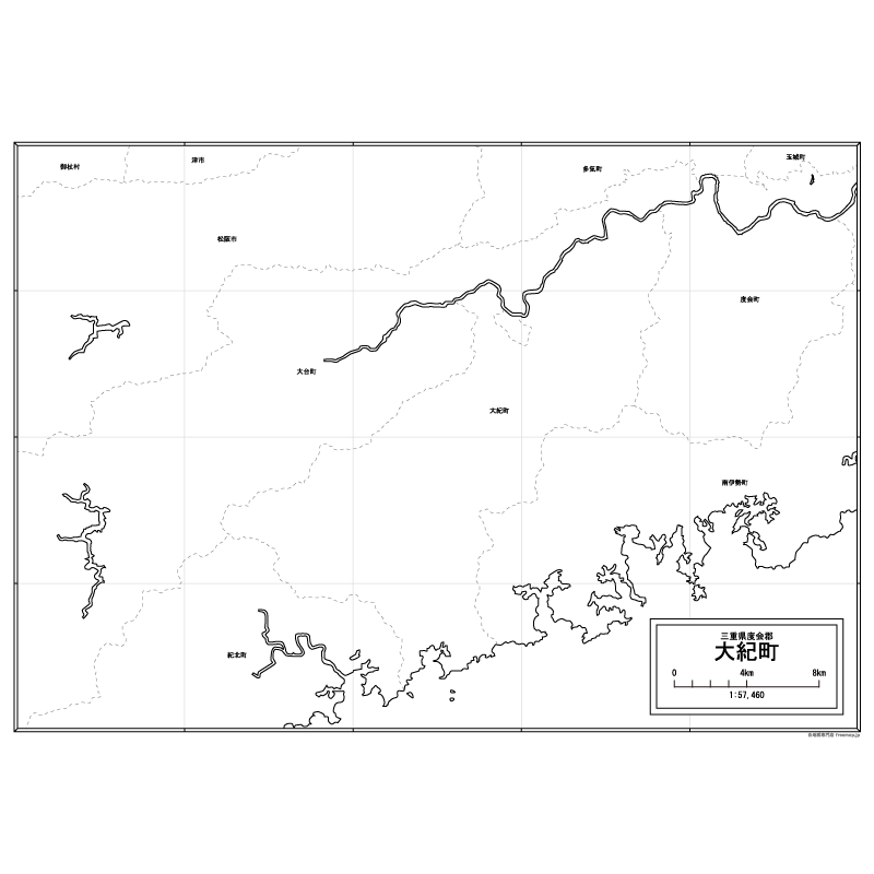大紀町の白地図のサムネイル