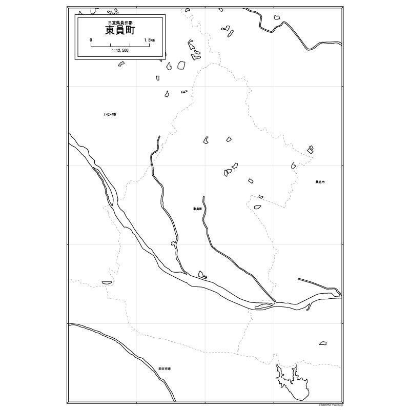 東員町の白地図のサムネイル