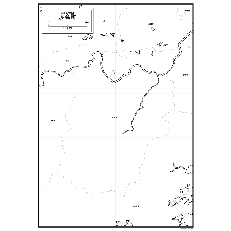度会町の白地図のサムネイル