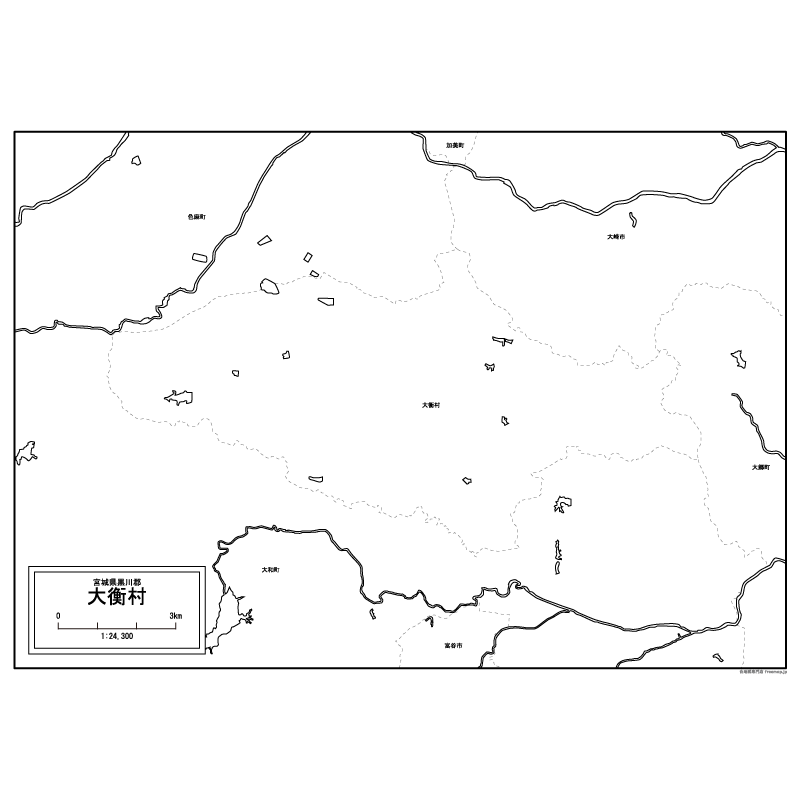 大衡村の白地図のサムネイル
