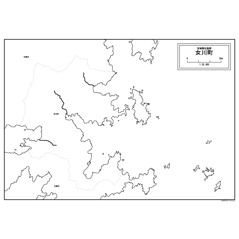 女川町の白地図のサムネイル