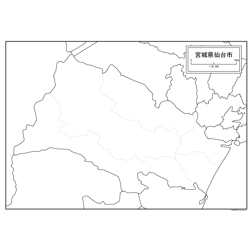 仙台市の白地図のサムネイル