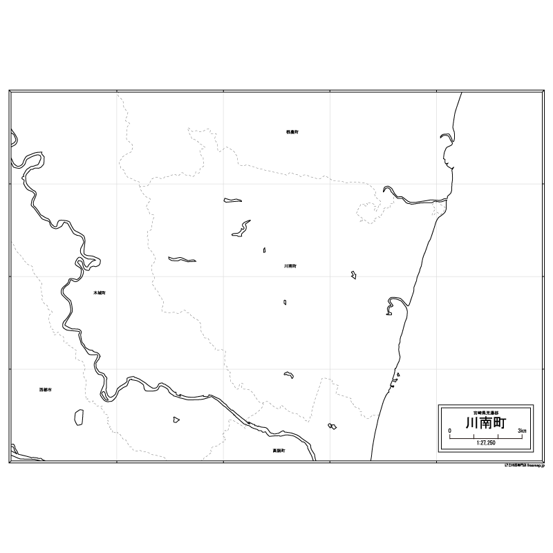 川南町の白地図のサムネイル