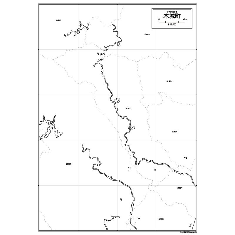 木城町の白地図のサムネイル