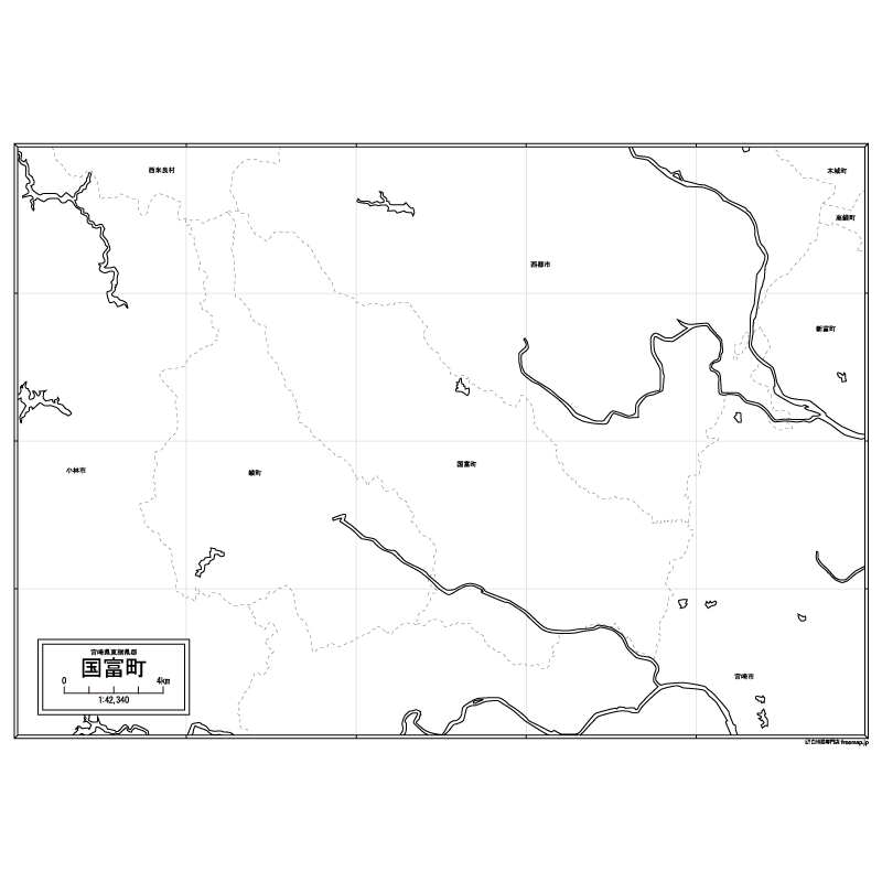 国富町の白地図のサムネイル