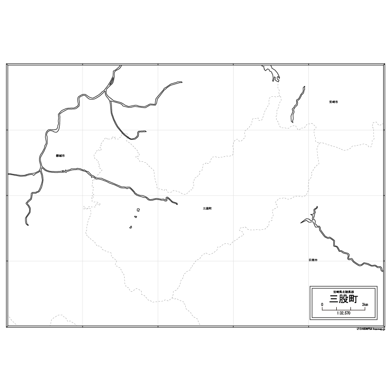 三股町の白地図のサムネイル