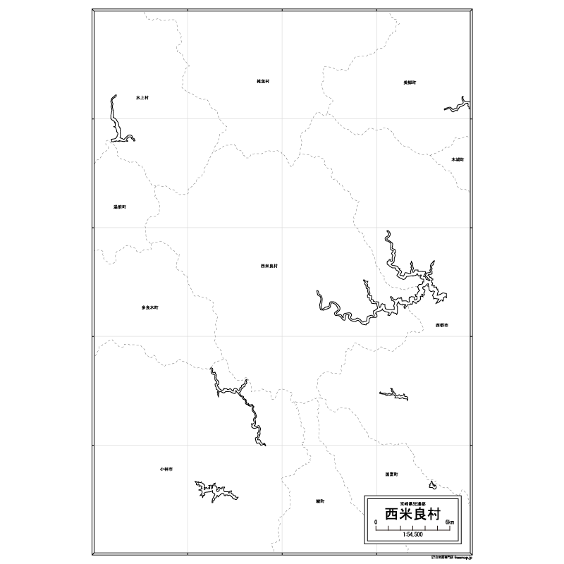 西米良村の白地図のサムネイル