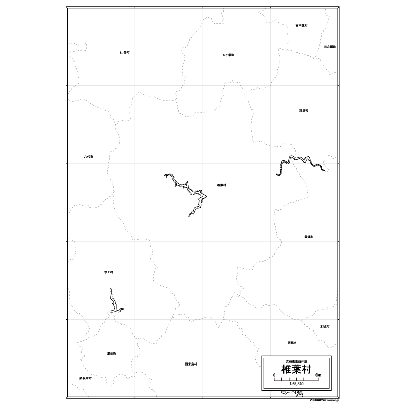 椎葉村の白地図のサムネイル