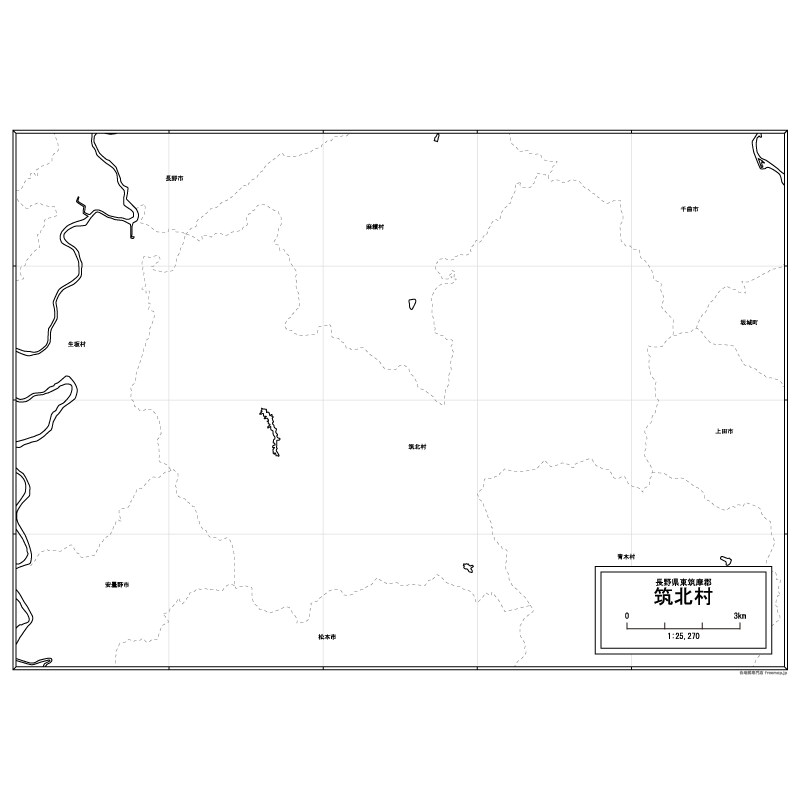 筑北村の白地図のサムネイル