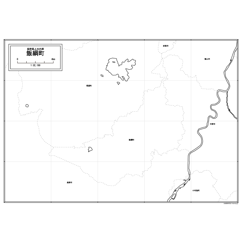 飯綱町の白地図のサムネイル