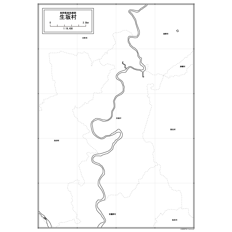 生坂村の白地図のサムネイル