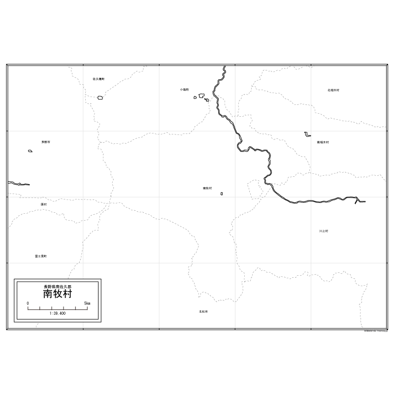南牧村の白地図のサムネイル